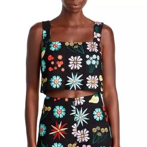 STAUD Rigina Crocheted Floral Cropped Top